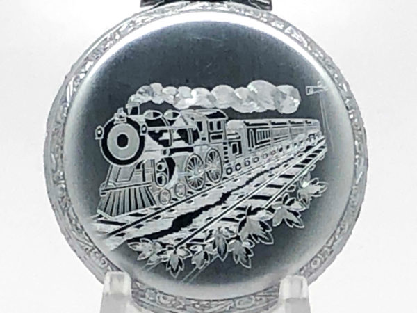 Hamilton Pocket Watch Railroad Grade 990 Housed in Train Engraved Case circa 1911