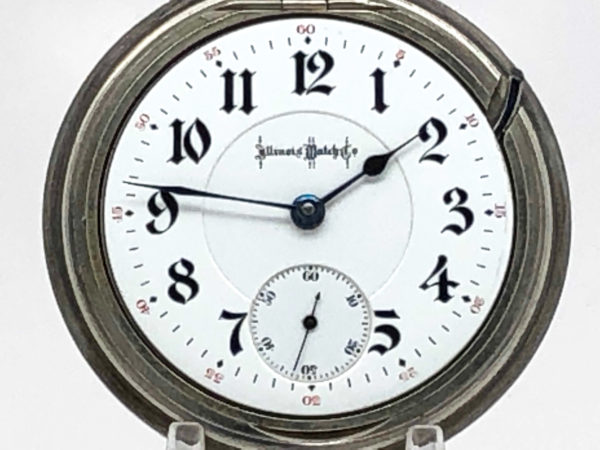 Illinois Pocket Watch Railroad Grade Bunn Special in Sterling Silver Case