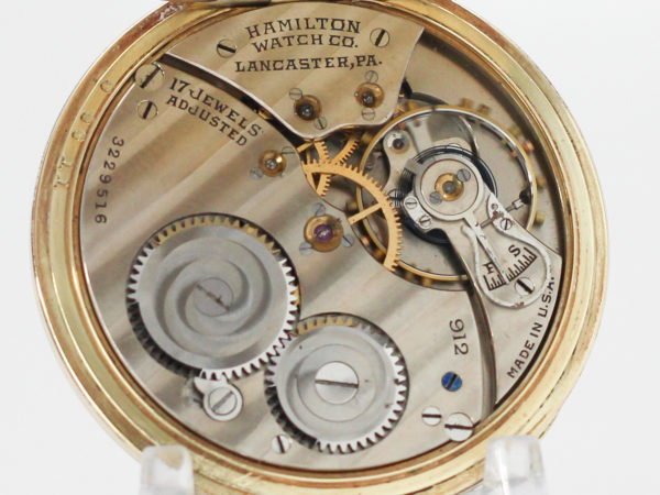 Hamilton Pocket Watch Art Deco Motif - Housed in the Popular Green Gold Fill Case