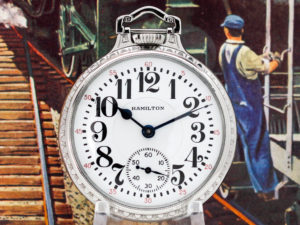Hamilton Pocket Watch Railroad Grade 992E Housed in Popular Salesman Display Case