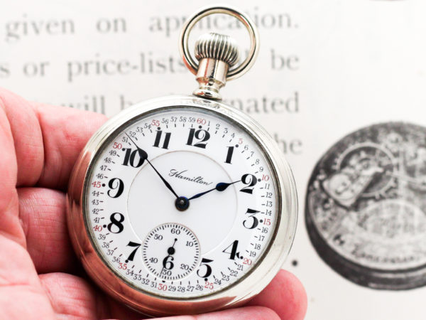 Hamilton Pocket Watch Railroad Grade 992 Housed in Popular Salesman Display Case