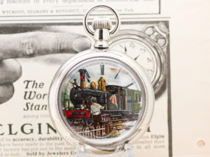 Elgin Pocket Watch with Custom Railroad Dial and Housed in Beautiful Silverode Case
