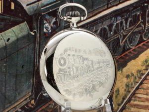 Hamilton Grade 974 Railroad Lever Set Pocket Watch with Desired Train Engraved Case
