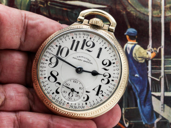 Hamilton Railway Special Grade 992B with Blind Man's Dial and Model 16 Gold Fill Case