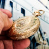 Rockford Solid 14K Gold Hunter Case Pocket Watch with Multi Color Gold Appliqué