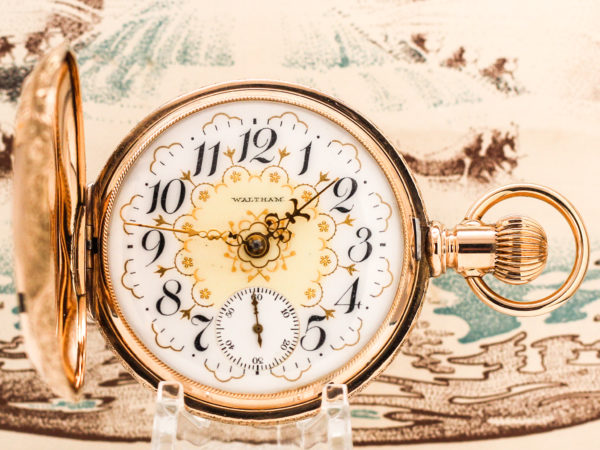 Waltham Dress Pocket Watch of the Day Housed in Solid 14K with Exceptional Dress Dial