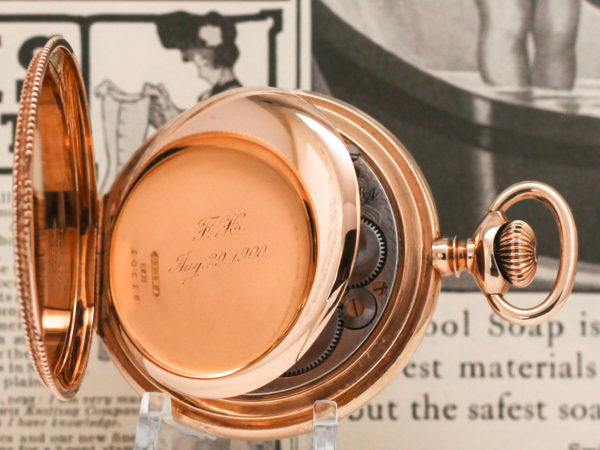 Stunning Solid 14K Rose Gold Elgin Pocket Watch Commemorating the USS Maine