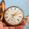 Custom Elgin Scissor Hand Pocket Watch Housed in Solid 18K Gold Case