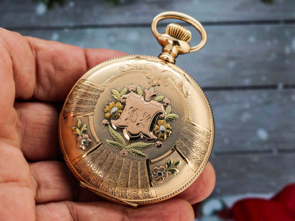 14K Solid Gold Elgin Gentleman's Pocket Watch with Desired Multi-Color Gold Overlay