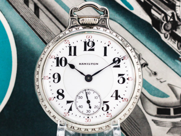Close up of this pristine condition Hamilton Grade 992 railroad grade timepiece