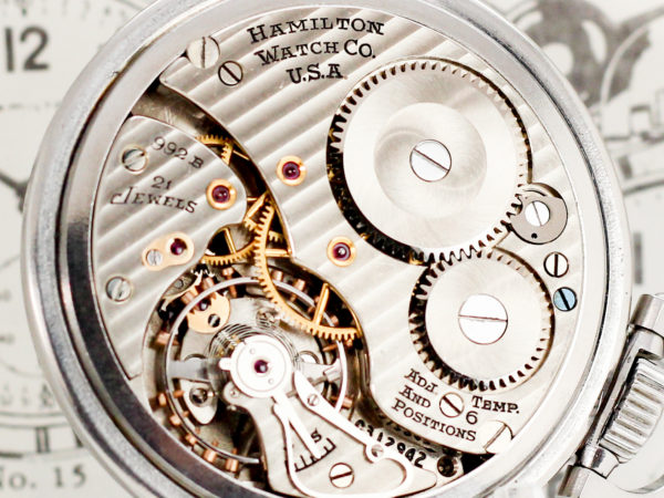 Close up of the movement of this Hamilton Railway Special 992B