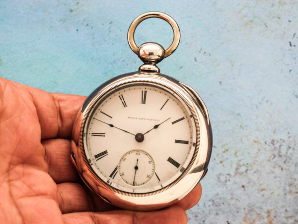 Elgin Key Wind Key Set Pocket Watch Housed in Desired Coin Silver Case