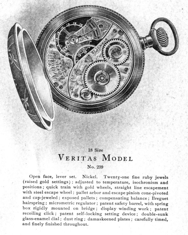 An advertisement for the Elgin Veritas