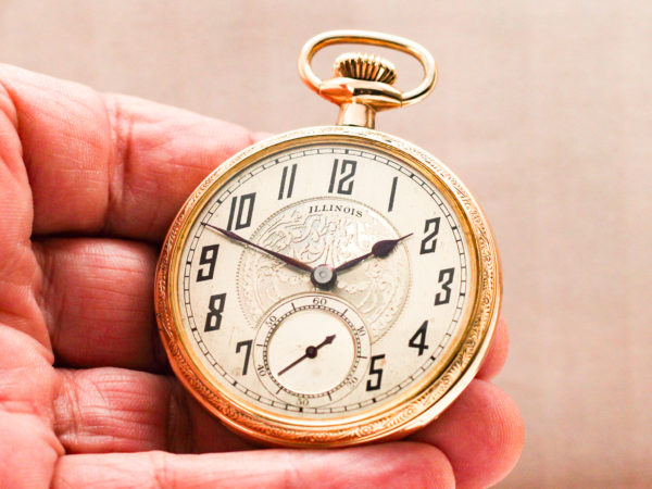 Illinois Dress Pocket Watch of The Day Housed in this Beautiful Yellow Gold Fill Case