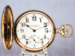 Burlington Watch Co. Dress Pocket Watch Housed in Stunning Gold Fill Hunter Case
