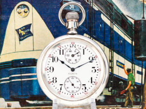 Rare Elgin Railroad Grade B.W. Raymond with Up Down Wind Indicator Housed in Sterling Silver