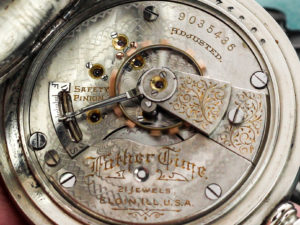 Pristine Elgin Railroad Grade 252 Father Time Housed in Stunning Case with Duel Time Zone Hands