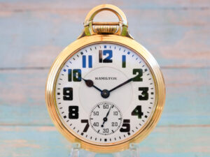 Hamilton Railroad Grade 992E with Elinvar Hairspring Housed in Popular Model 10 Case
