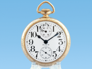 Rare Elgin Father Time Railroad Grade 374 with 21 Jewels and Up/Down Wind Indicator
