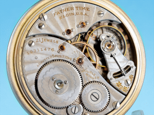 Rare Elgin Father Time Railroad Grade 374 with 21 Jewels and Up/Down Wind Indicator