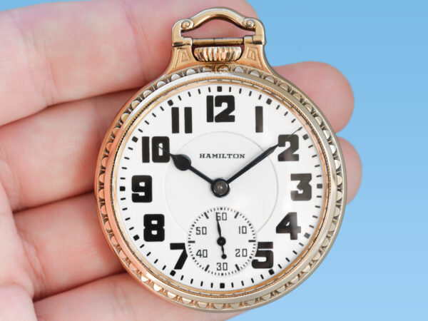 Hamilton Pocket Watch RR Grade 950 Housed in Popular Model #2 Bar Over Crown Case